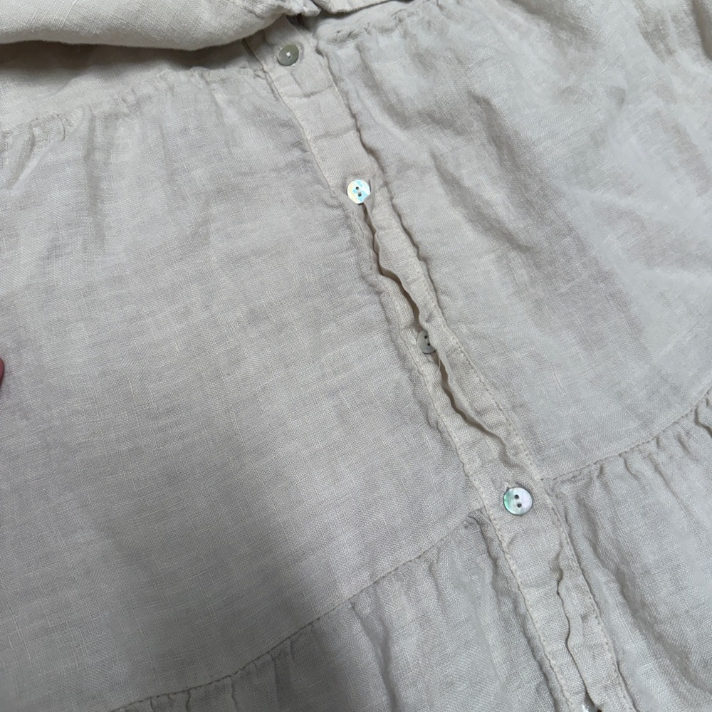 Maternity Beachwood Linen Women's Cream Tiered Summer Sundress - Picture 5 of 8